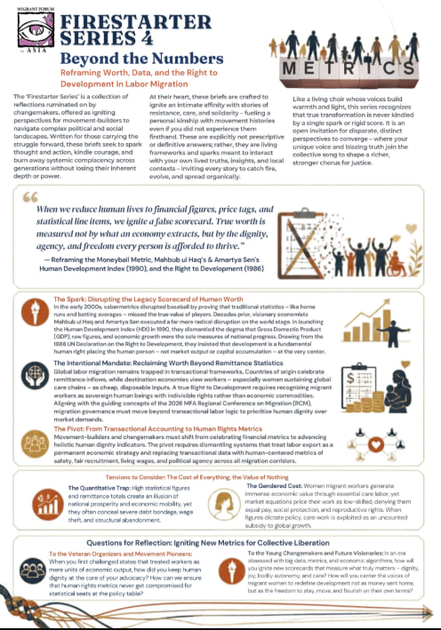 FIRESTARTER SERIES 4: Beyond the Numbers: Reframing Worth, Data, and the Right to Development in Labor Migration